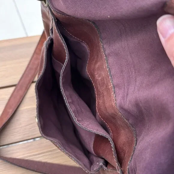 Fossil Women large chocolate Brown Leather Crossbody Bag removed shoulder strap - Picture 8 of 11